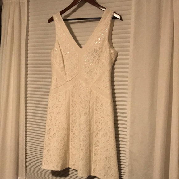 BCBG Dresses & Skirts - White sequined lace BCBG dress BCBG Dresses & Skirts - White sequined lace BCBG dress